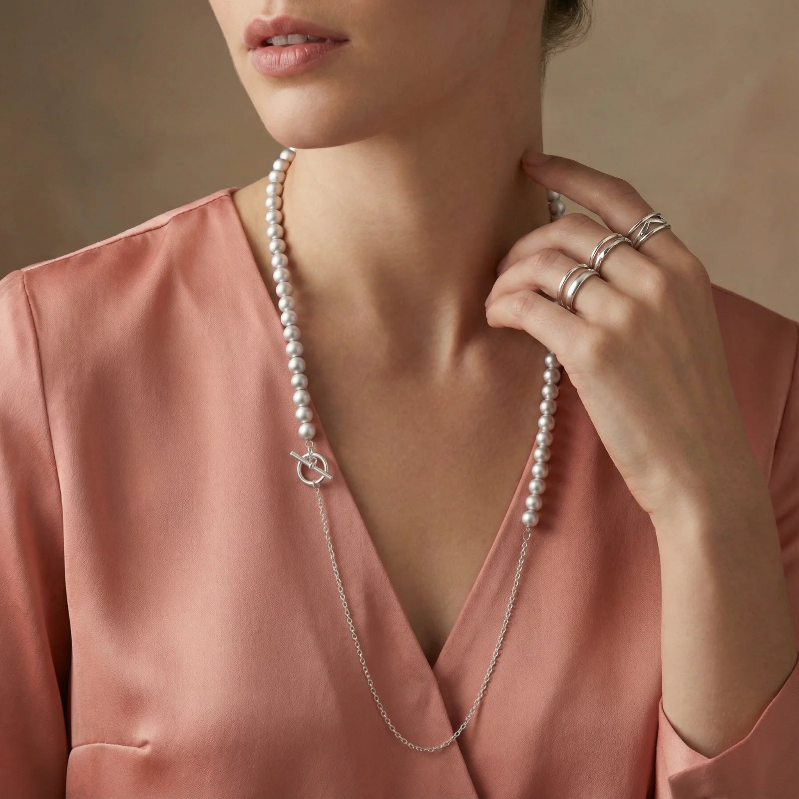 Silver Sphere Gradient Necklace - Farnelli
