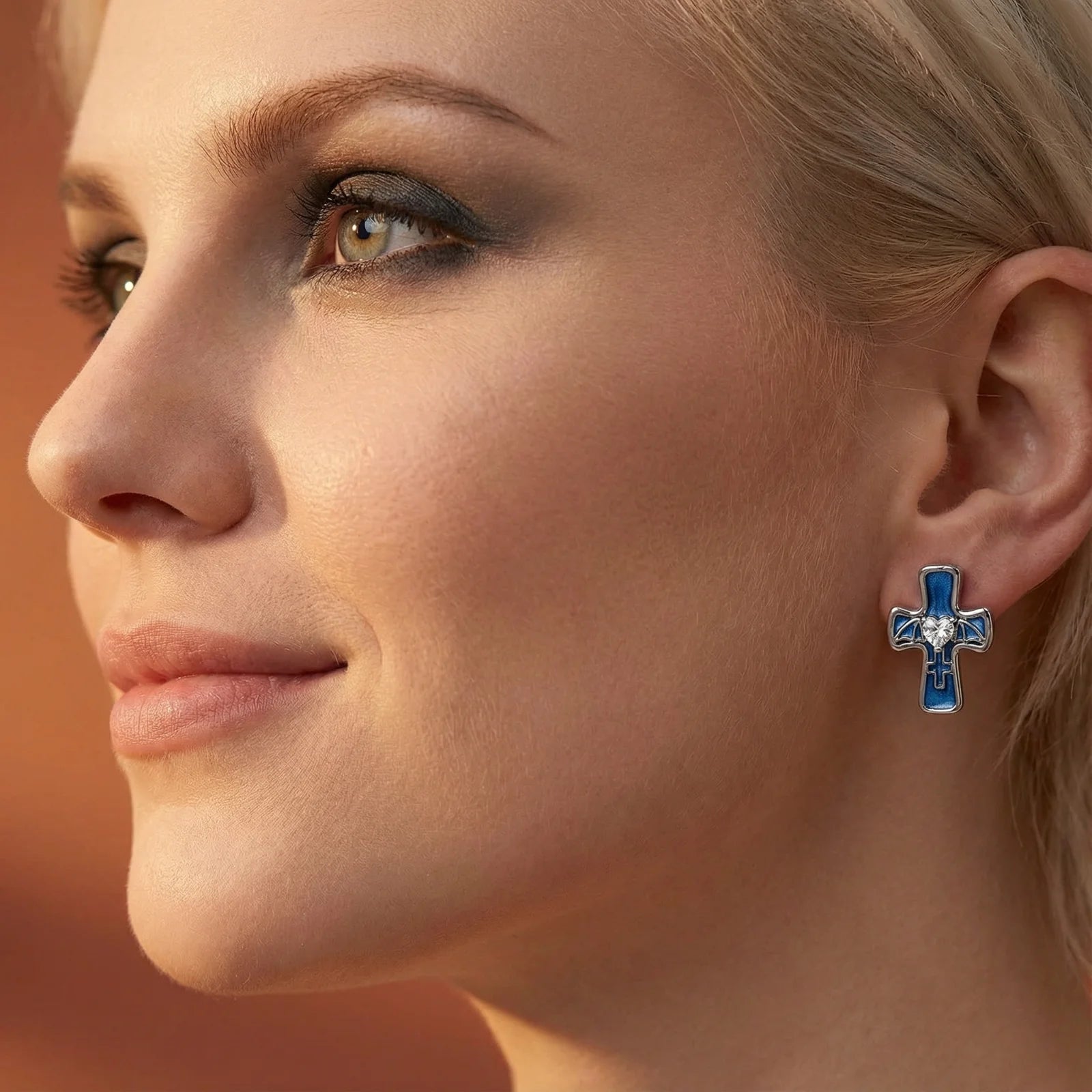 Gothic Cross Heart Earrings - Farnelli