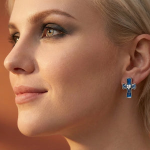 Gothic Cross Heart Earrings - Farnelli