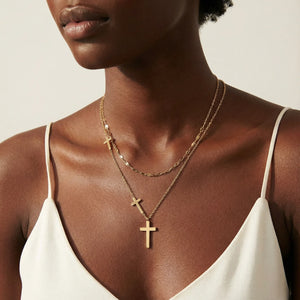 Divine Layers Cross Necklace Set - Farnelli