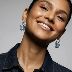 Blue Butterfly Drop Earrings - Farnelli