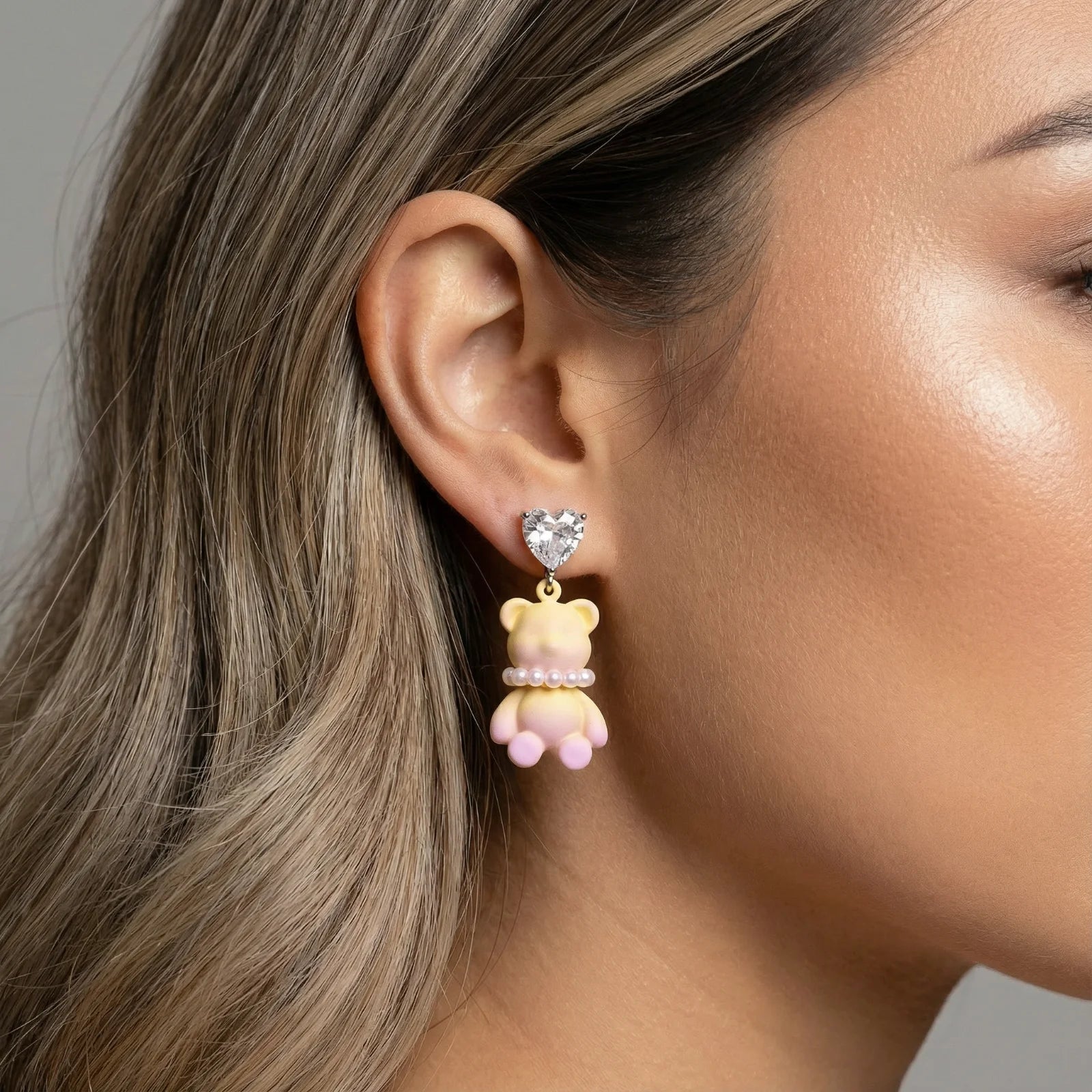 Kawaii Bear Heart Earrings - Farnelli