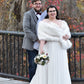 Ivory with Blk Tips Faux Fur Shawl Plus Size Bride (Lilian Wht03)