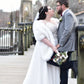 Ivory with Blk Tips Faux Fur Shawl Plus Size Bride (Lilian Wht03)
