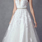 Juliet 224 V-Neck and Back Embroidered Tulle A-Line Ball Gown