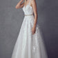 Juliet 224 V-Neck and Back Embroidered Tulle A-Line Ball Gown