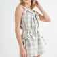 MABLE Plaid Sleeveless Button Down Romper - Farnelli