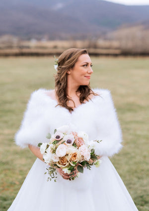 White Bridal Fur Shawl (Lilian PWht02)