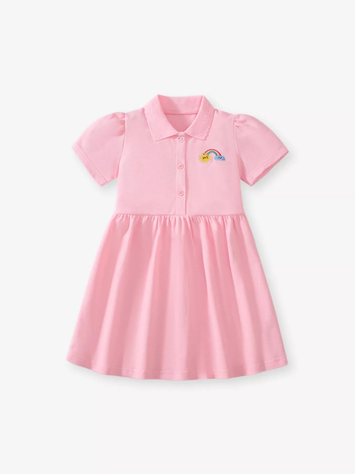 Children's Rainbow Embroidered Polo Dress - Farnelli