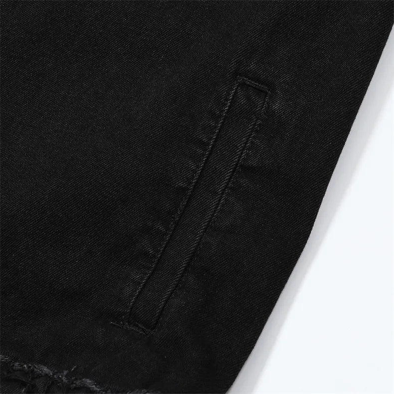 Men's Raw Hem Long Sleeve Denim Jacket - Farnelli