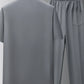Men's Full Size Button Up Short Sleeve Top and Pants Set Plus Size - Farnelli
