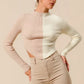 SO ME Color Block Fitted Crop Sweater Top - Farnelli