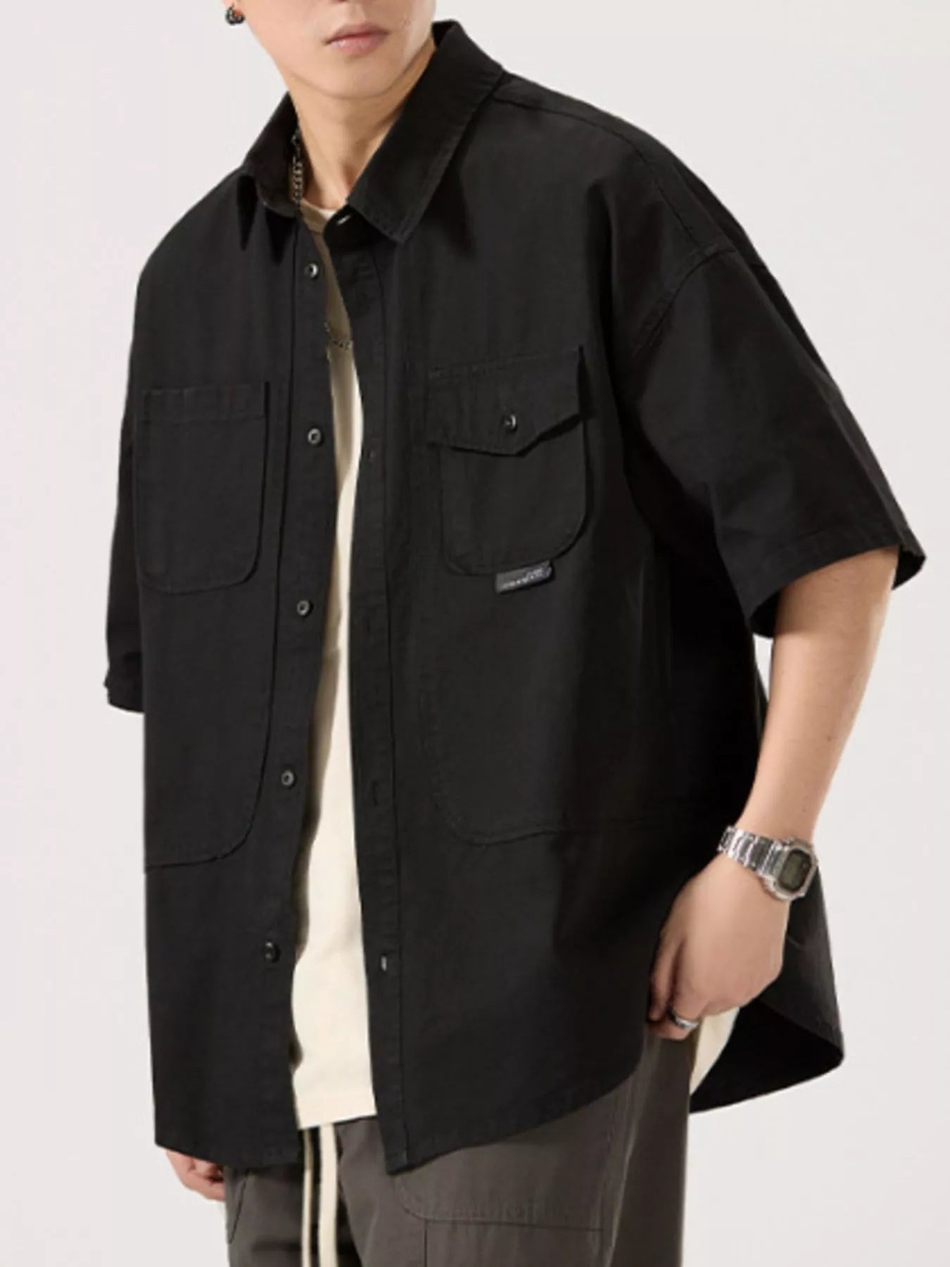 Men's Full Size Button Up Half Sleeve Shirt Plus Size - Farnelli