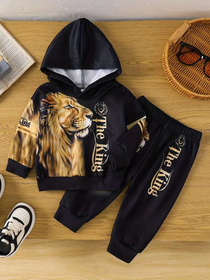 Children's Lion King Print Hoodie and Pants Set - Farnelli