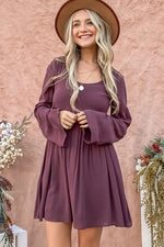 And The Why Back Lace Button Down Detail Bell Sleeve Dress - Farnelli