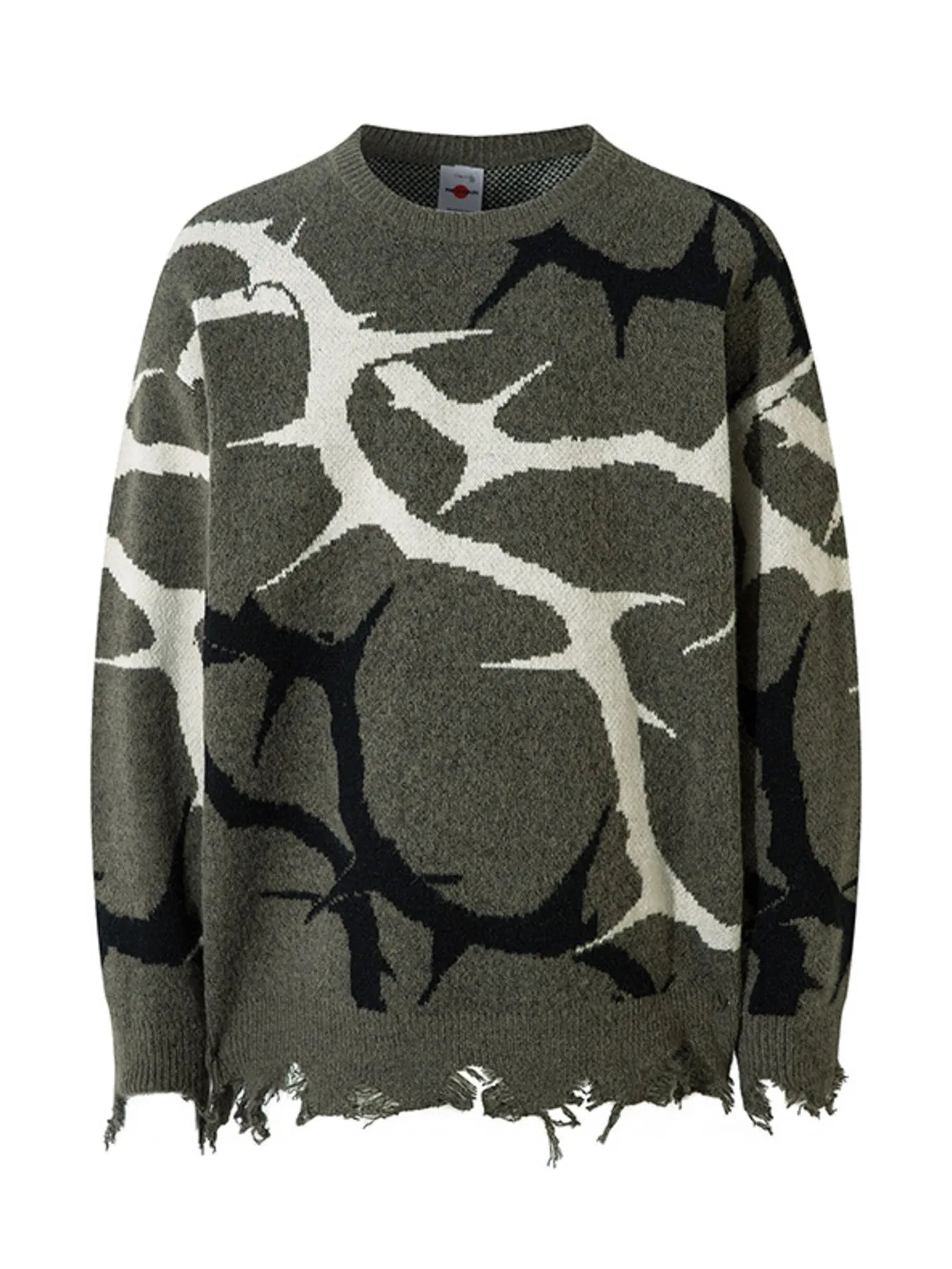 Men's Abstract Pattern Distressed Hem Sweater - Farnelli