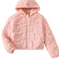 Children's Heart Pattern Fuzzy Hooded Outerwear - Farnelli
