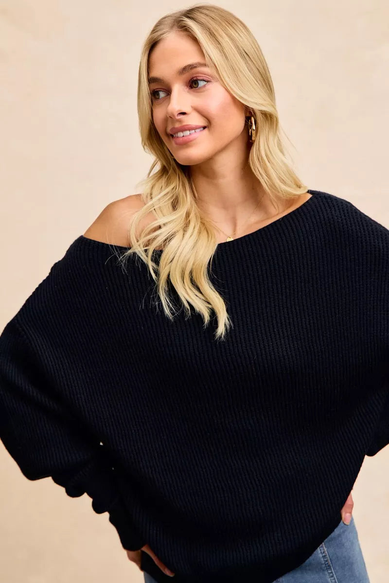 BiBi Waffle Knit Off Shoulder Top - Farnelli