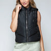 Snobbish Zip Up Quilted Hooded Vest - Black