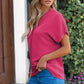Lilla Notched Neck Batwing Sleeve Lightweight Blouse - Farnelli