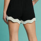 Umgee Full Size Color Blocked Scalloped Hem Shorts Plus Size - Farnelli