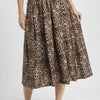 Umgee Drawstring Leopard Midi Skirt - OLIVE