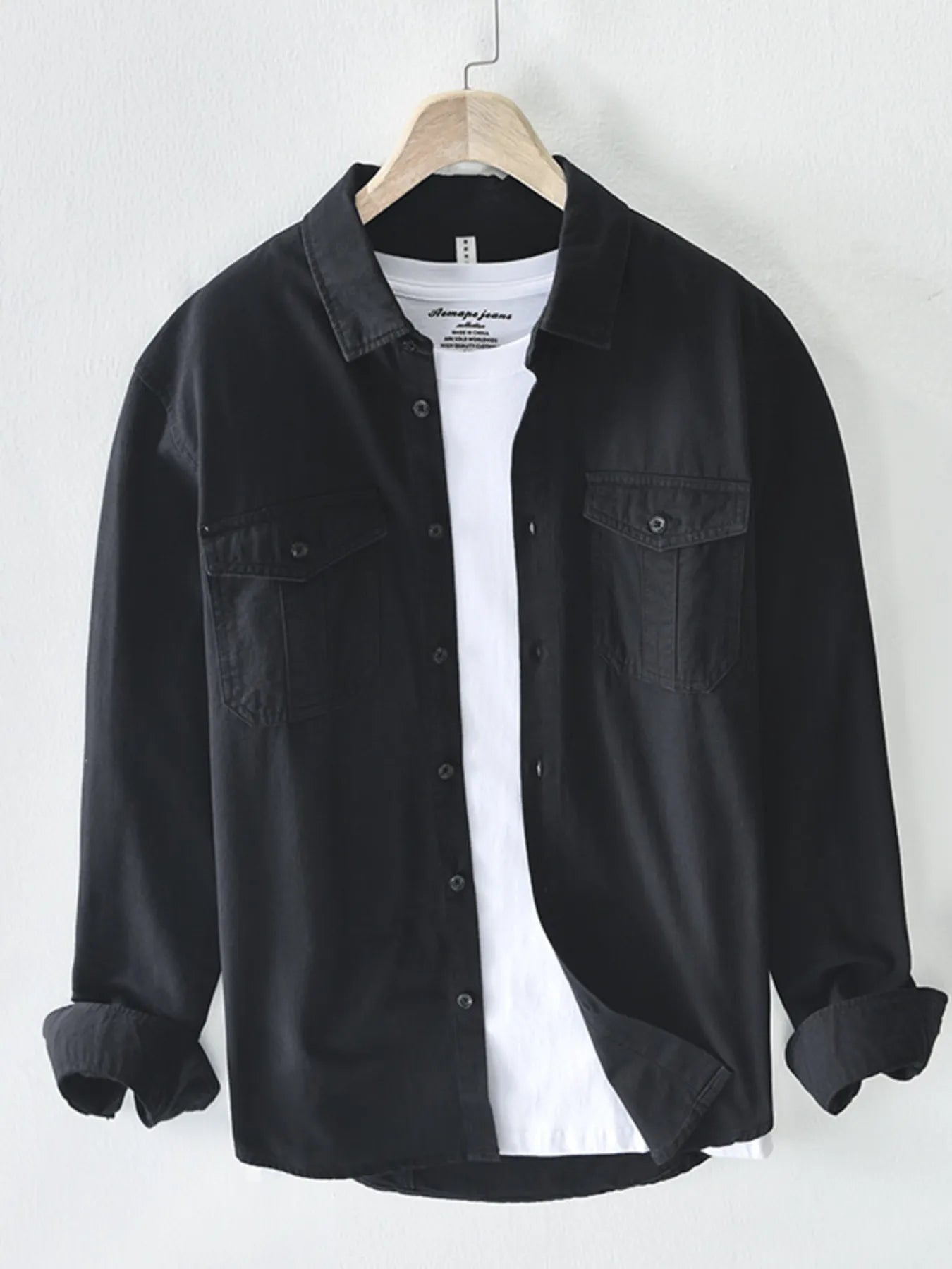Men's Plus Size Button-Up Shirt with Chest Pockets - Farnelli