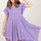 Round Neck Petal Sleeve Dress - Farnelli
