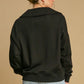 Umgee Johnny Collar Dropped Shoulder Sweatshirt - Farnelli