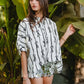 BiBi Bow Ribbon Woven Printed Button Down Shirt - Farnelli