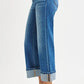 RISEN Full Size Mid Rise Crop Straight Cuffed Jeans Plus Size - Farnelli