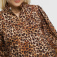 Umgee Full Size Leopard Print Ruffle Neck Blouse Plus Size - Farnelli