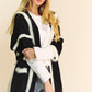 Davi & Dani Fuzzy Trim Open Front Loose Fit Cardigan - Farnelli