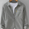 Men's Plus Size Striped Button Up Long Sleeve Shirt - Black Stripes