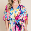 BOMBOM Printed Surplice Peplum Blouse - Multicolor