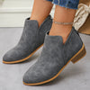Classic Block Heel Ankle Boots - Grey