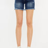 Kancan Mid Rise Button Fly Denim Shorts - DARK