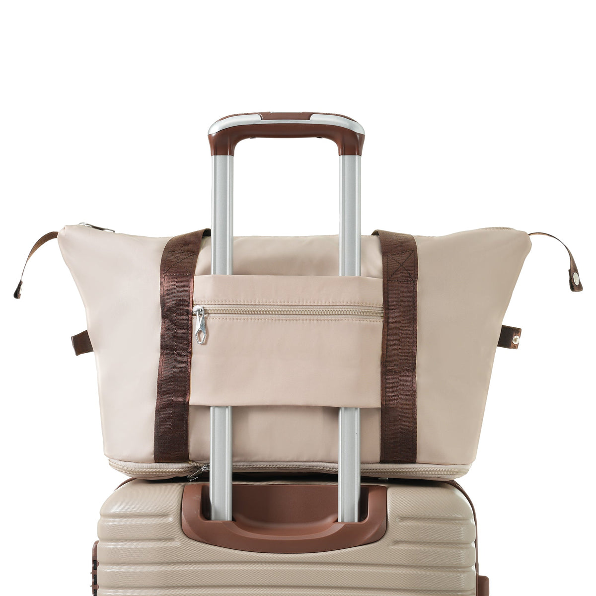 HouseOfZazla khaki 3-piece hard case luggage set with lightweight design and 360° spinner wheels
