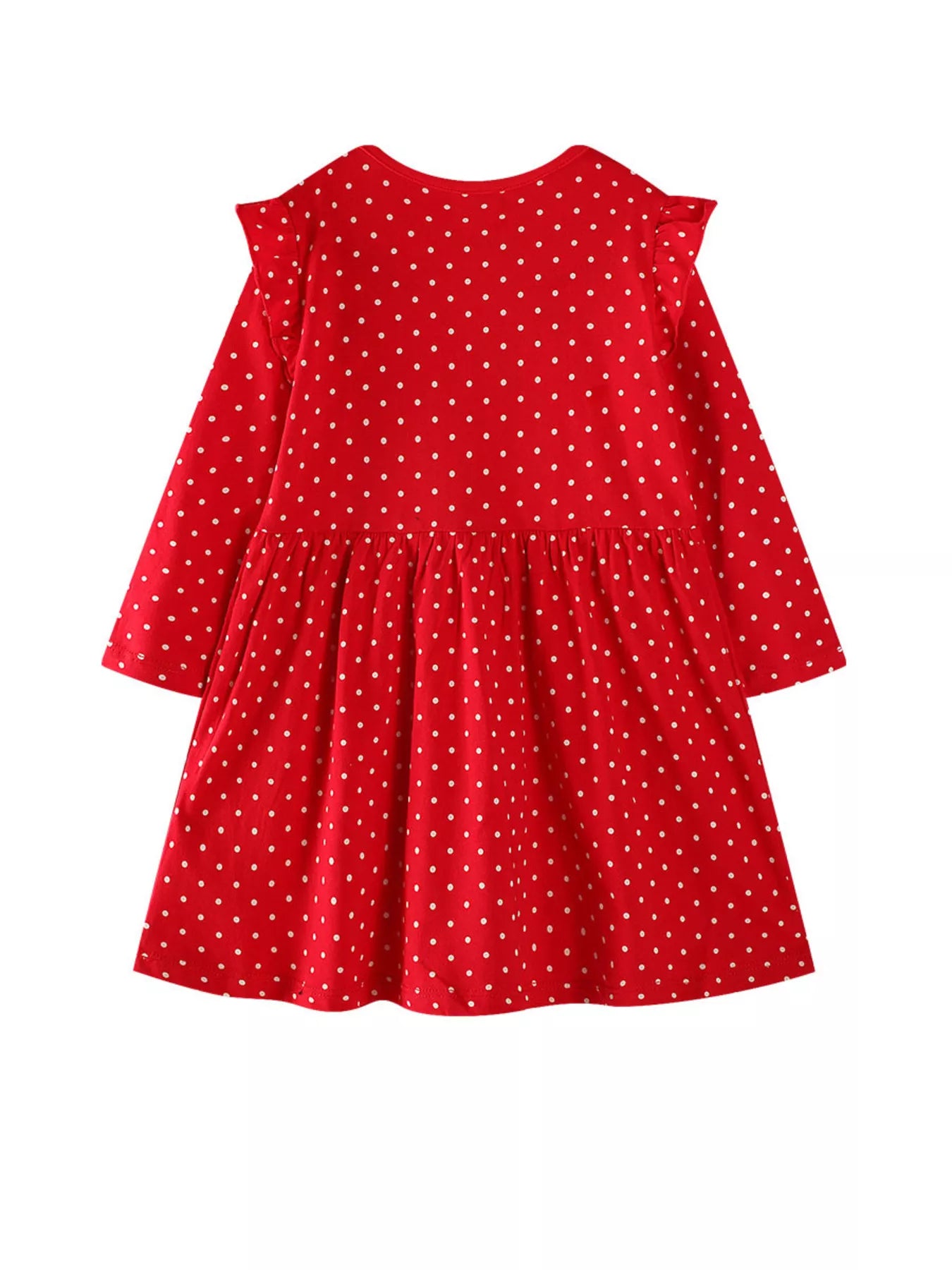 Children's Christmas Reindeer Polka Dot Long Sleeve Dress - Farnelli