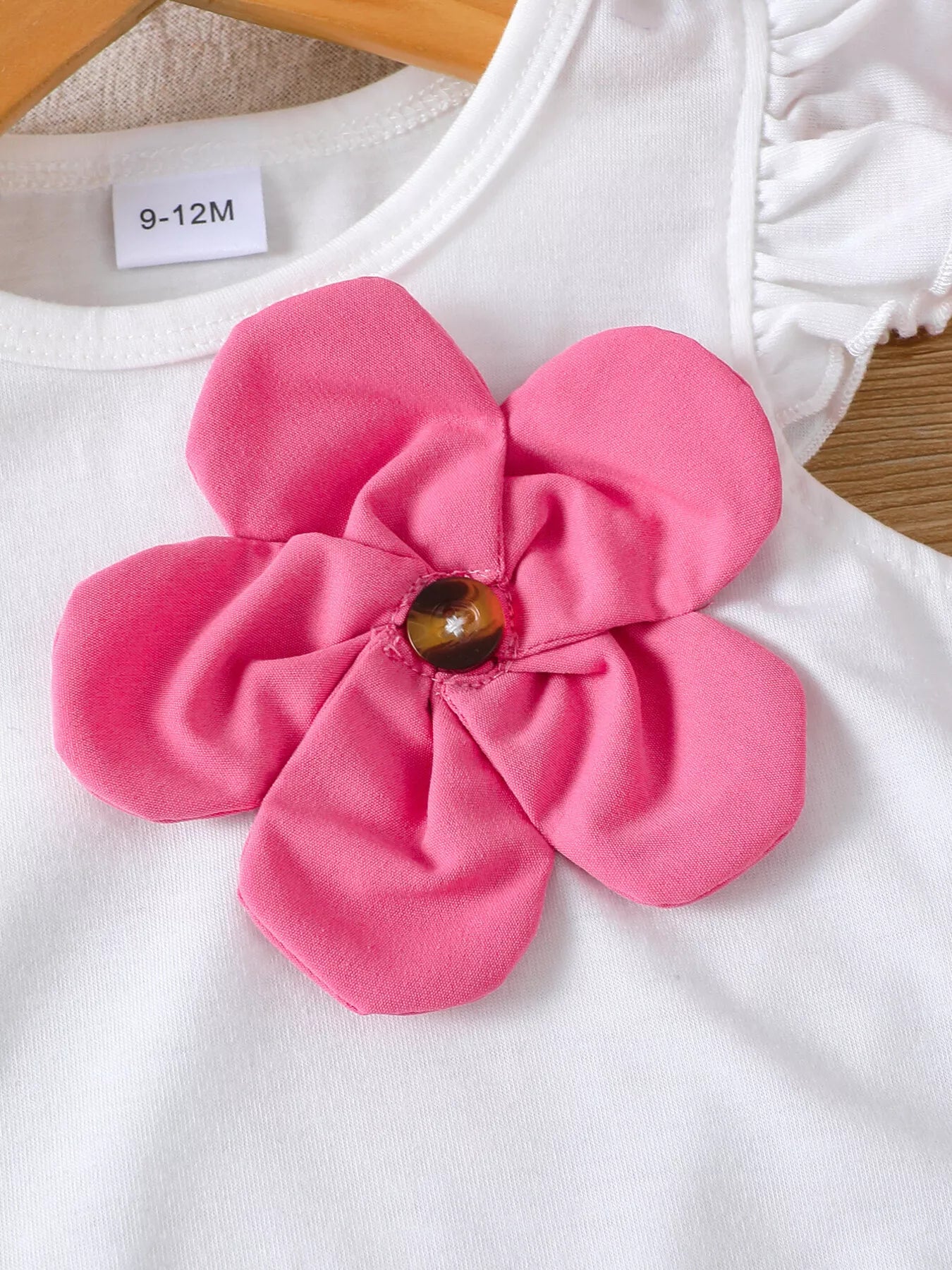 Children's Floral Applique Ruffle Sleeve Top & Skirt Set - Farnelli