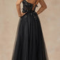 Juliet 2401 Floor Length A-Line Tulle Gown with Detachable Puff Sleeves