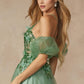 Juliet 2401 Floor Length A-Line Tulle Gown with Detachable Puff Sleeves