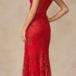Juliet 2402 Glitter Leaf Sequin Gown with Feathered Sleeves and Slit
