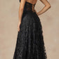 Juliet 2403 Long Butterfly Glitter Embroidered Gown with Corset Top