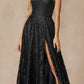 Juliet 2403 Long Butterfly Glitter Embroidered Gown with Corset Top