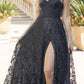Juliet 2403 Long Butterfly Glitter Embroidered Gown with Corset Top