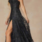 Juliet 2403 Long Butterfly Glitter Embroidered Gown with Corset Top