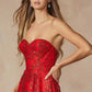 Juliet 2403 Long Butterfly Glitter Embroidered Gown with Corset Top