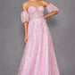 Juliet 2404 Strapless Sequin Tulle Ballgown Removable Puff Sleeves
