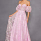 Juliet 2404 Strapless Sequin Tulle Ballgown Removable Puff Sleeves